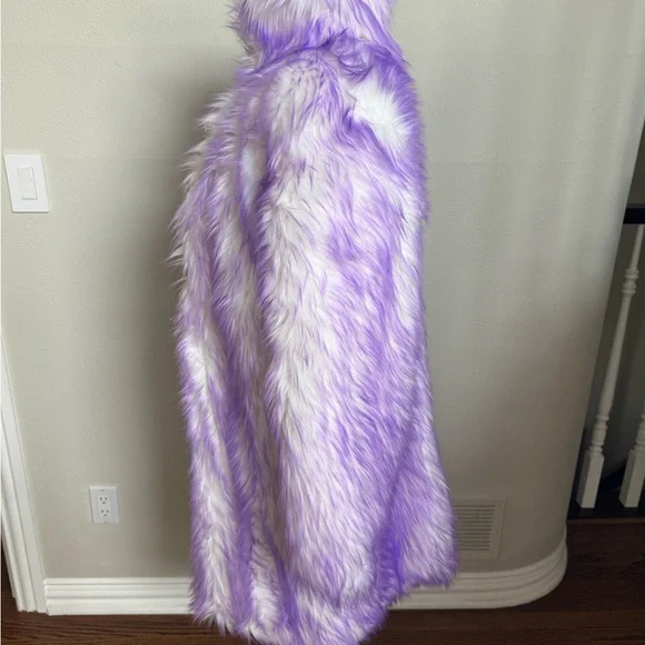 Lavender and White Faux Fur Coat